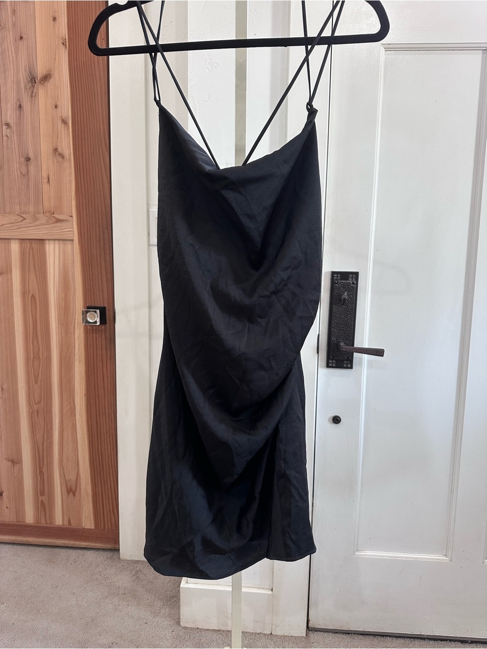 Zara strappy black satin mini Slip Dress - Women NWT